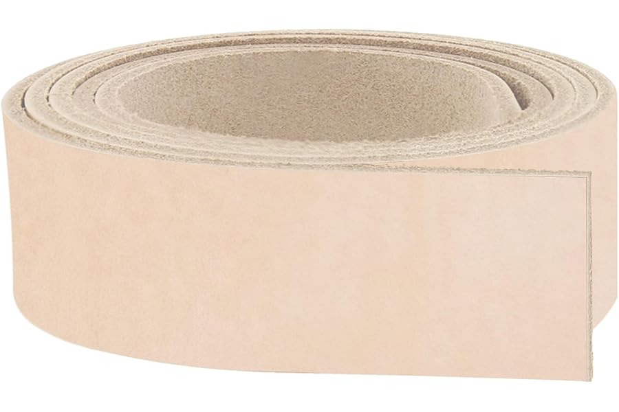 ELW Leather Strap, 7-8 Oz, 1.5 inch Wide x 84", Cowhide Veg Tan Leather Belt Blank, Leather Strips, Leather Crafting,Tooling Leather, Tan Leather Straps for Crafts, Belt Making Leather
