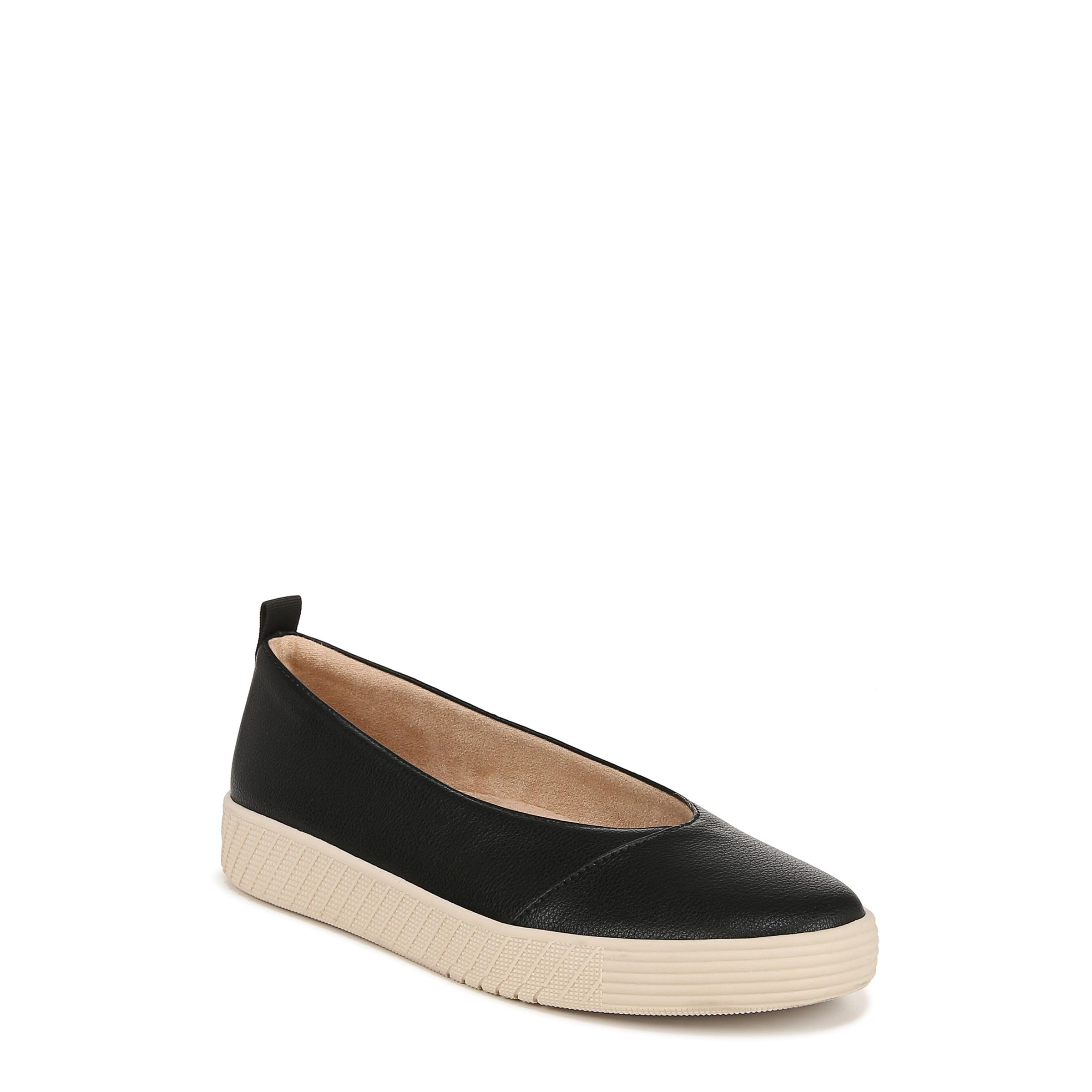 Naturalizer Soul Womens Neela Slip On Fashion Ballet Flat Sneaker Black Smooth 6.5 W