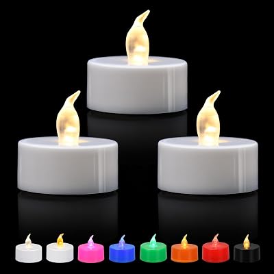 ERTYUI Flameless Tea Lights 12/24/50/100/200 Warm White Flicker 1.4in