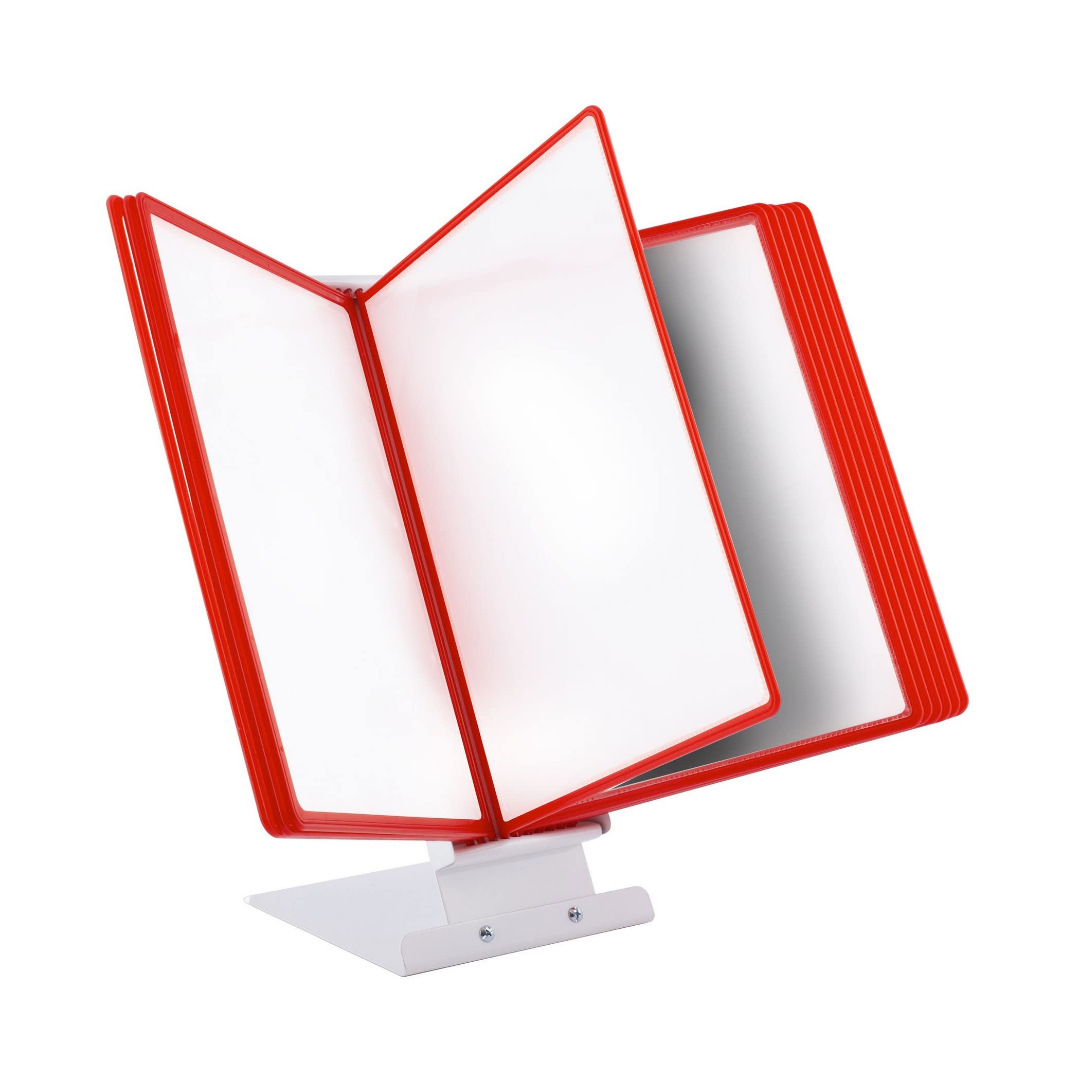 LEVIATAN | Table Display Board System | Table Lectern | Document Organiser | Consultation and Presentation Documents | Plastic Case for Papers | Includes 10 Display Panels | Size: A4 | Colour: Red