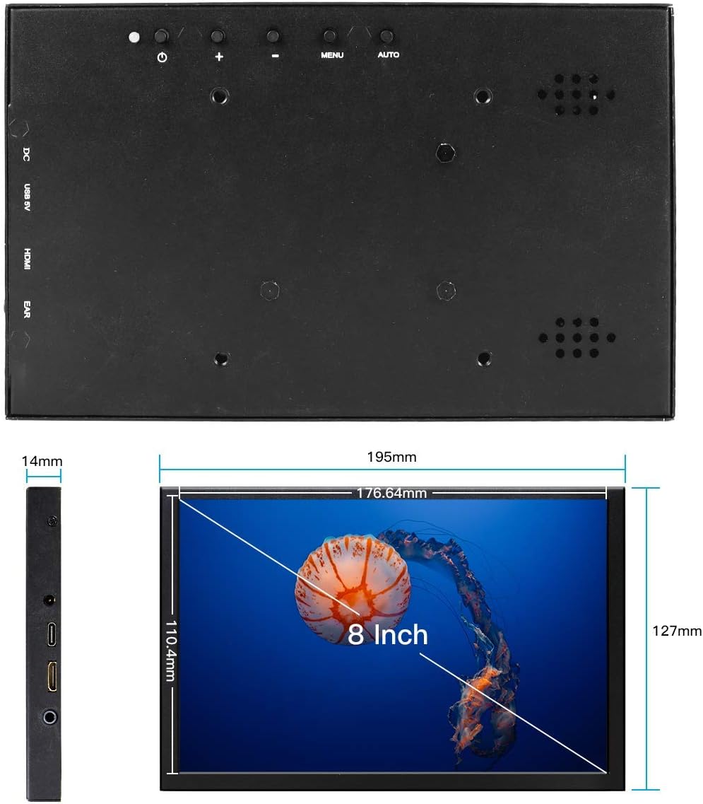 ELECROW for Raspberry Pi Screen 8 inch Portable Small Monitor 1280x800 Resolution IPS LCD Screen Mini Monitor Competible Raspberry Pi - Image 4