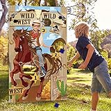 Western Party Cowboy Toss Games with 3 Bean Bags, Fun Western Game for Kids and Adults in Western Themed Activities Western Cowboy Decorations and Supplies