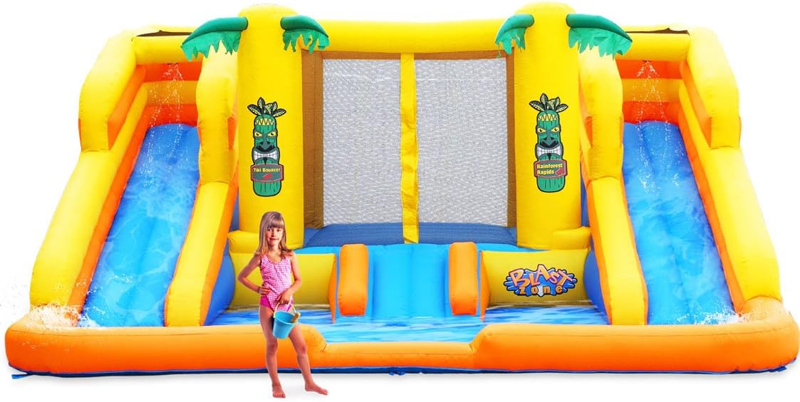 Blast Zone Rainforest Rapids Bounce House & Water Park, Inflatable