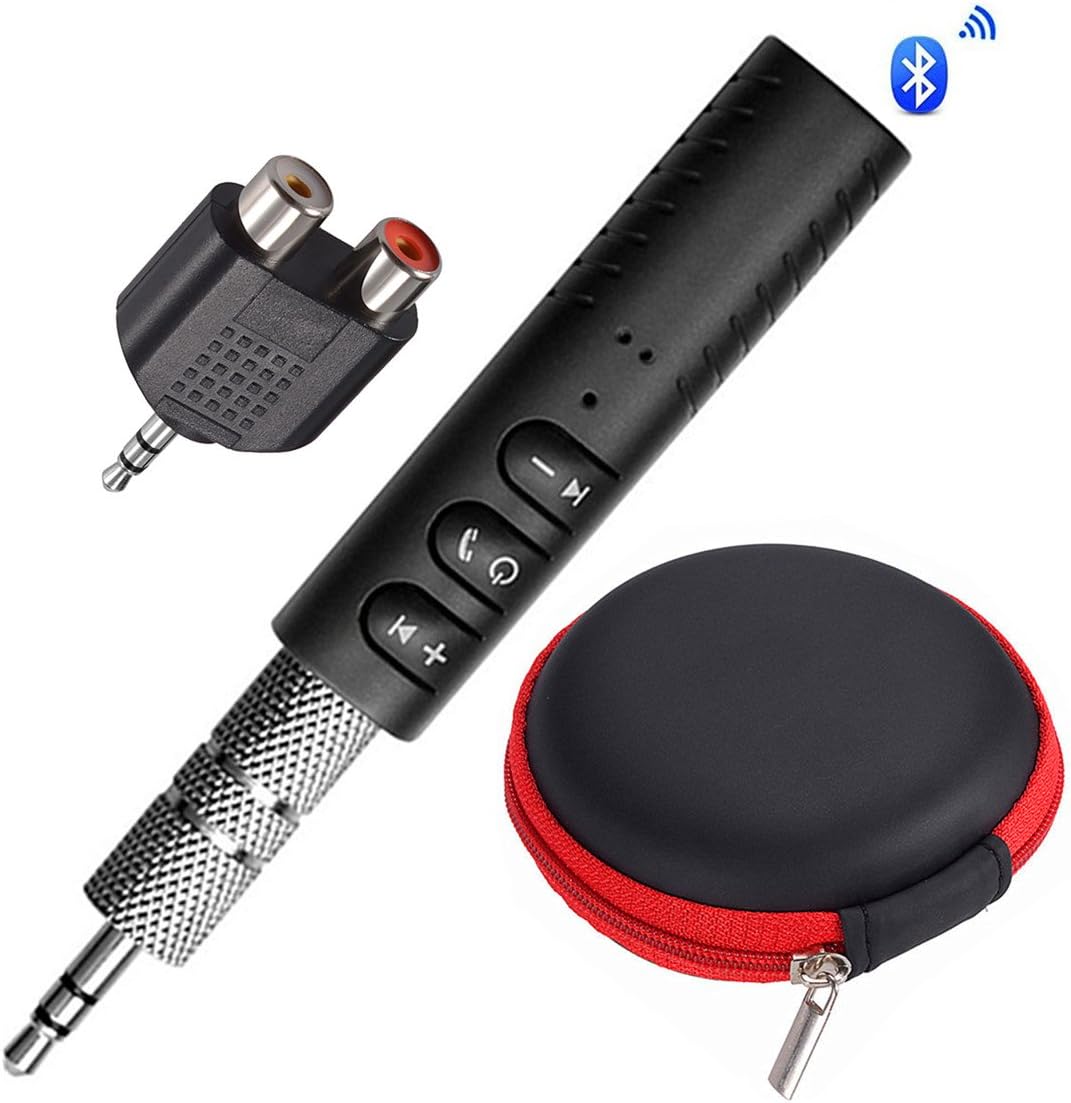 AROUSE Bluetooth Receiver 4.1 Aux Bluetooth Audio Adapter with Clip and 3.5mm Output Jack Hands-Free Calling for Home Stereo Speakers, Corded Headphones, Headsets, Earbuds, Black,AR-06