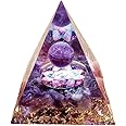 Moonstone Crystal Orgone Pyramid - Amethyst Ball Lotus - Ogan Crystal Energy Tower - Nature Reiki Healing Chakra Crushed Stone Jewelry - 5cm
