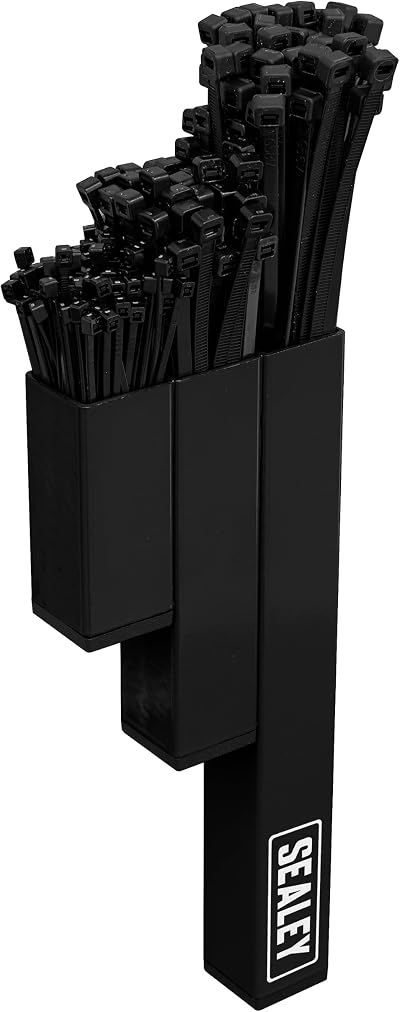 Sealey Magnetic Cable Tie Holder Black APCTHB Steel 3 Compartments 200 Ties