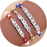 Agriajun Initial Colorful Beaded Stretch Bracelets Set for Women, Handmade Stackable Little Word Bracelet Fashion Accessories Jewelry Gift