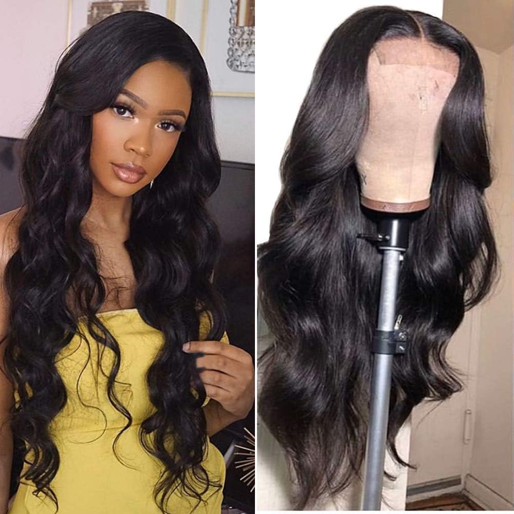 Amella Hair Lace Front Wigs Human Hair 14 inch Brazilian Virgin Human Hair Body Wave 4x4 Lace Wigs with Baby Hair 150% Density Lace-Front-Wigs-Human-Hair