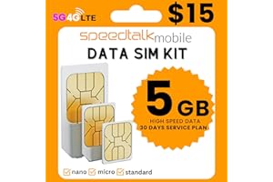 5GB Data SIM Card – 5G/4G LTE, 30-Day Plan | Nationwide USA Coverage | for Security Cameras, Hotspots, Tablets, Laptops, IoT & M2M Devices | Triple-Cut SIM | SpeedTalk Mobile