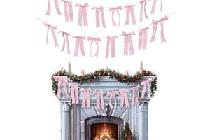 CHMOART 2 Strings Wedding Hanging Bow Pink Garland Bows Baby Shower Hanging Bows Pink Coquette Birthday Craft Bows Banner for Bridal Shower, Engagement, Wedding Decorations