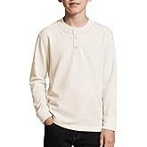 Silenroar Boys Henley Long Sleeve Shirt Plain Triblend T-Shirt Crewneck Button Tee Fitted Casual Tops