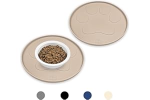 Ptlom Anti-Slip Pet Placemat for Food/Water - High-Lips Tray, Prevents Spills for Small/Medium/Large Dogs & Cats