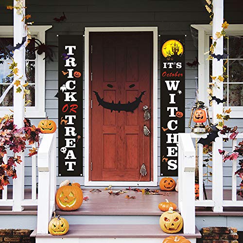 Motiloo Halloween Door Decorations Halloween Porch Banner Halloween Hanging Signs Halloween Spooky Decorations for Home Front Doors Walls Porch Party