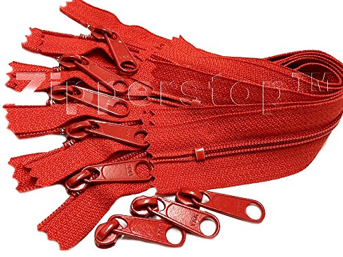 Zipperstop Wholesale YKK - Long Pull YKK Nylon Coil #4.5 Handbag Zippers with extra Long Pull Slider- Closed Bottom Made in USA - 5 zippers with YKK #4.5 Sliders 3pcs (22 Inch, Atom Red 820)