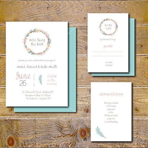 Wedding Invitations Invites Watercolor Wreath Spring Summer Fall Autumn Winter Ferns Floral Flowers