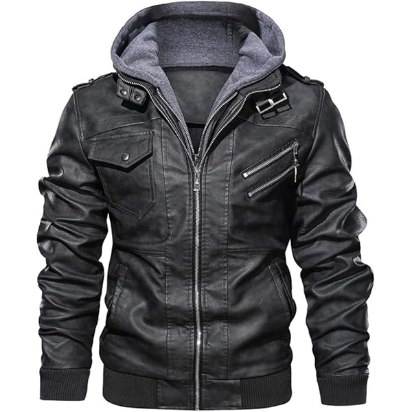JYG Men's Faux Leather Jacket Stand Collar Motorcycle Bomber