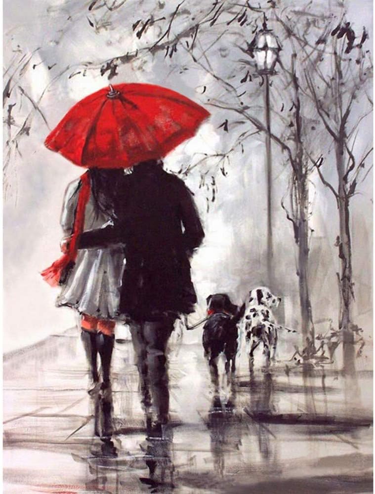 KEAIBAOBAO Diy 5D Diamond Painting Full Kits,Romantic Hug Couple And Dog Rhinestone Embroidery Pictures,Cross Stitch Kit Arts Craft Gift,Bedroom Home Wall Decor,20×30Cm