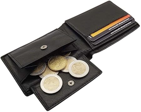 Kleine Echt Leder Querscheinbörse Geldbörse/Geldbeutel/Portemonnaie/Portmonaise/Geldtasche/Portmonee MJ-Design-Germany in Sch