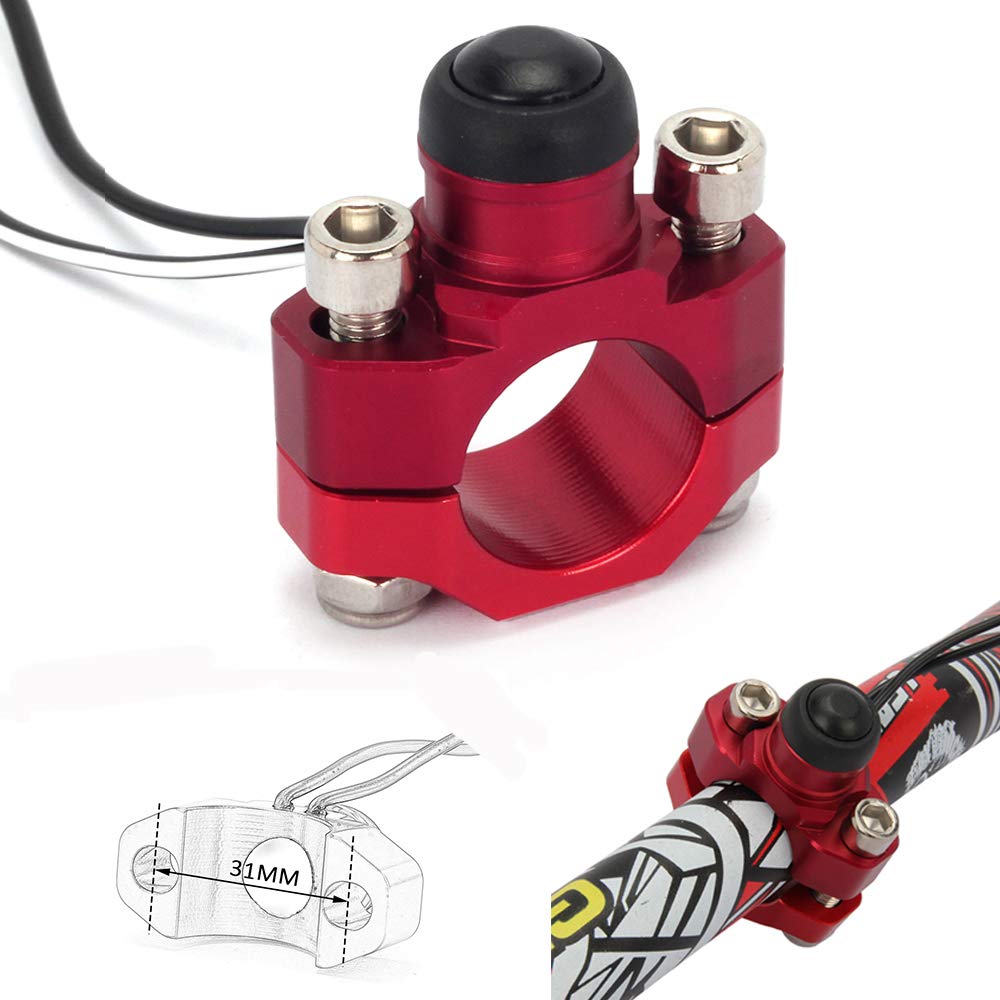 Motorcycle Kill Switch Engine Start Stop Switch with Mounting Backplate for 7/8" Handlebars CNC Universal for CRF50 CR80 CR85 CRF110 CR125R CR250R Dirt Pit Bike ATV Scooters Quad Red