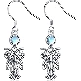 Moonstone Owl Earrings 925 Sterling Silver Owl Earrings Cute Animal Owl Jewelry for Women Owl Gifts for Women