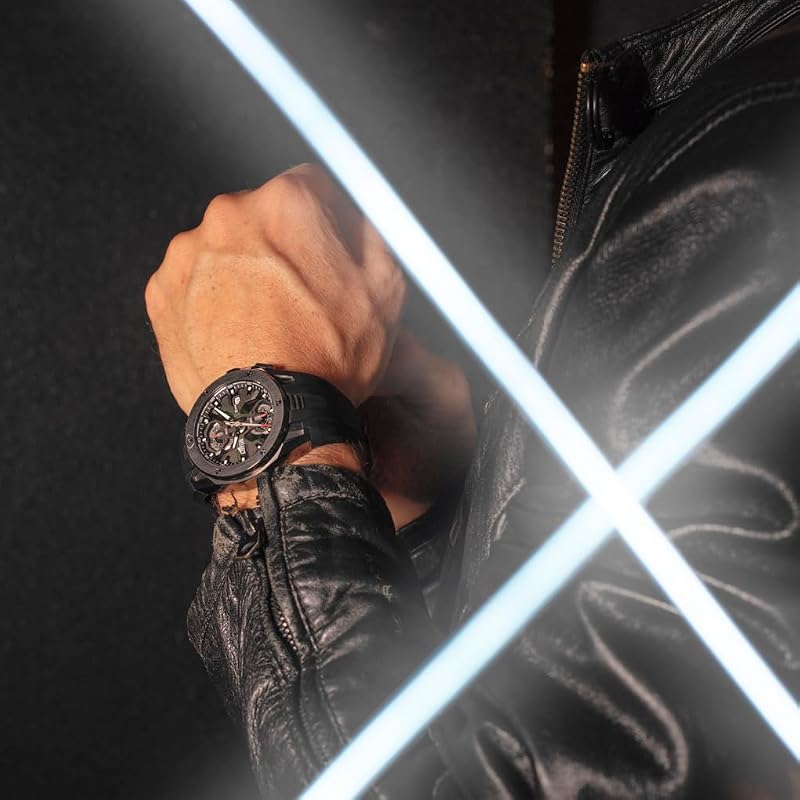 Herrenuhr Analog aus Edelstahl und Kautschuk Schwarz