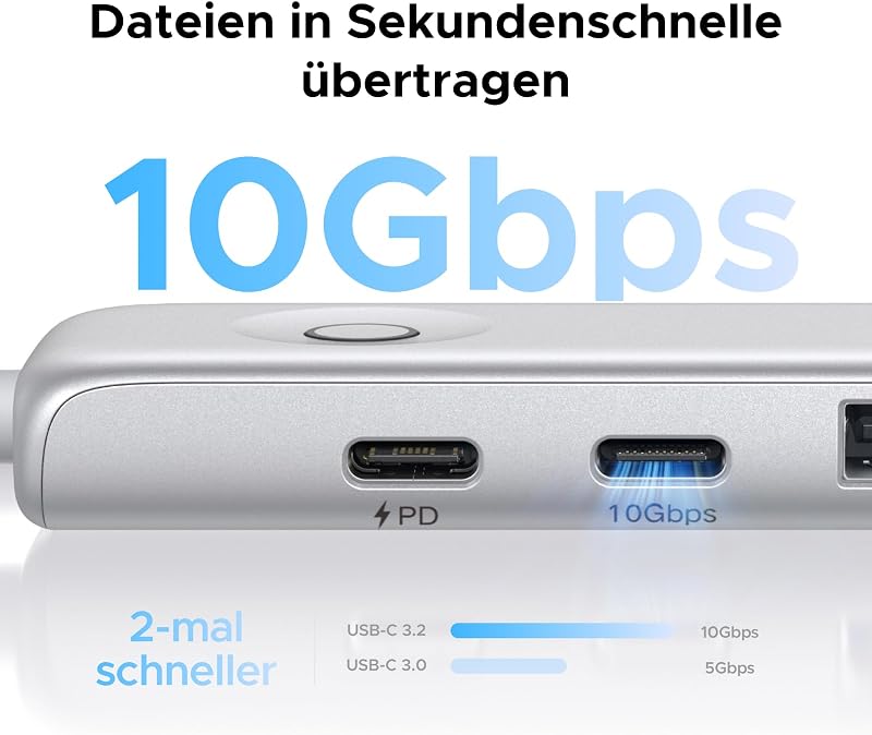 Revodok Pro Kompakt USB C Hub 10Gbps, Tragbarer Multiportadapter