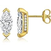 Jiahanzb Brilliant Heart-cut/Oval-cut/Trillion-cut/Cushion-cut/Emerald-cut/Marquise-cut Stud, 925 Sterling Silver Cubic Zirconia Stud Earrings for Women Men