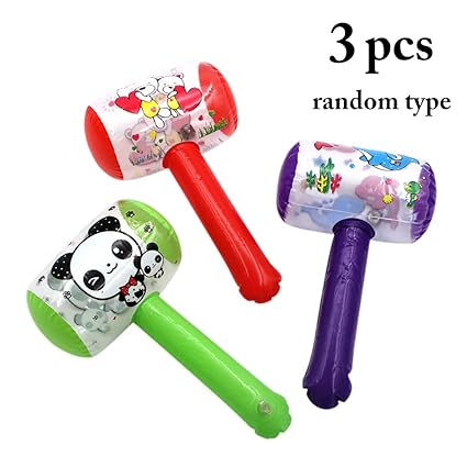 Coxeer 3PCS Hammer Toy Inflatable Toy Hammer Cartoon Inflatable Party Favor with Bell