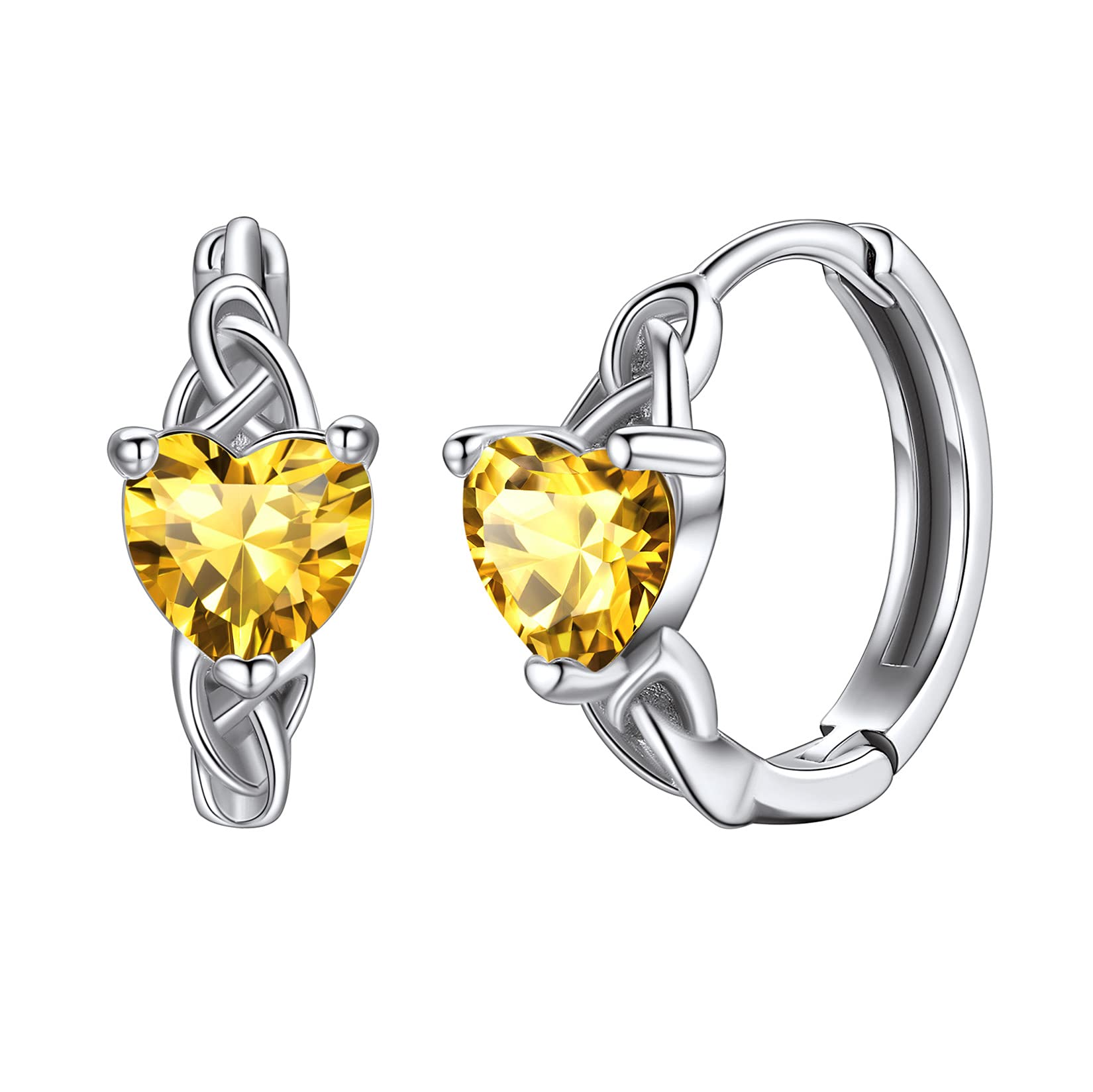 Hoop Earrings for Women Huggies November Birthstone Gifts Small Earrings Cartilage Hoop Silver Heart Earrings Sterling Silver