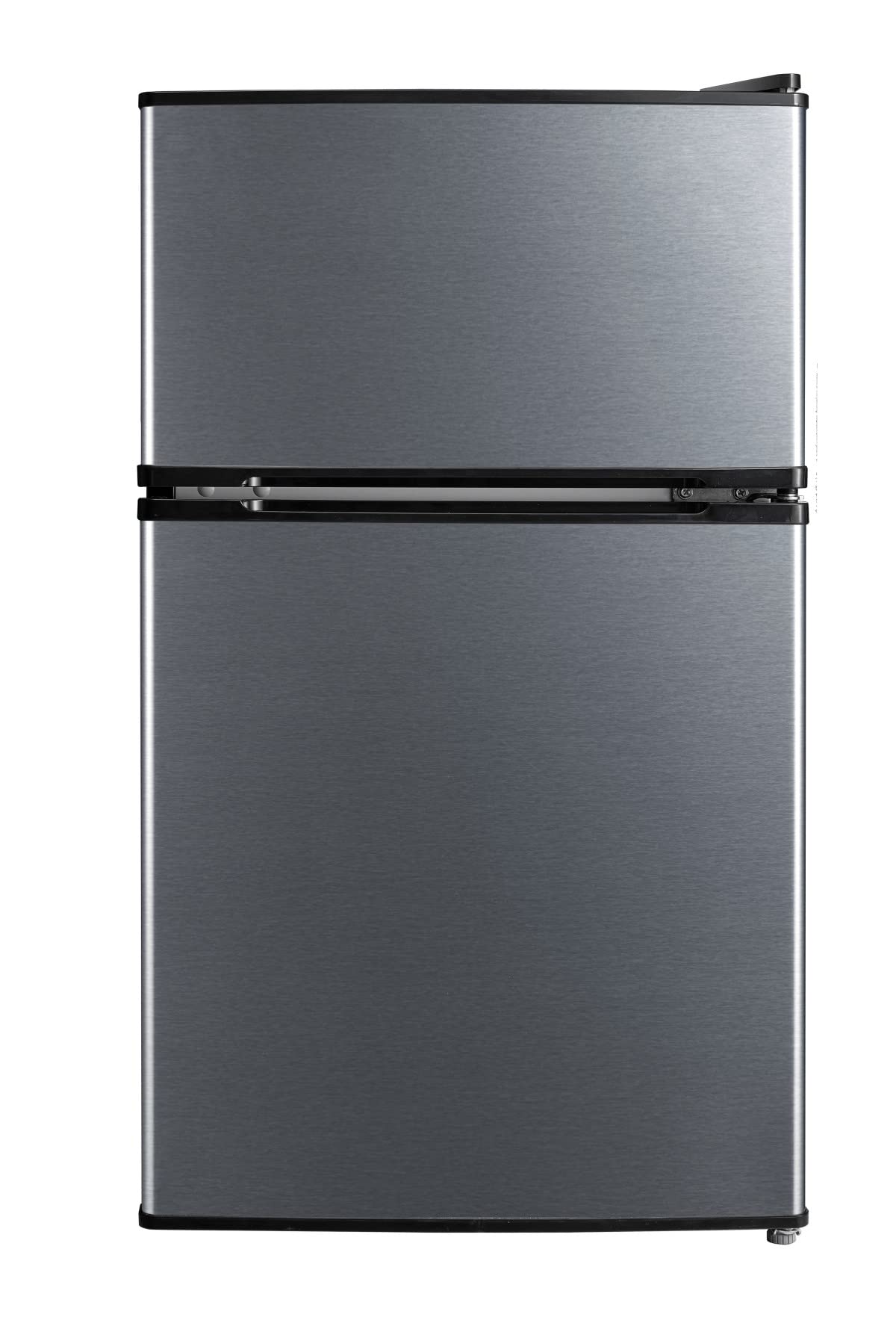 KUAVI 3.2 Cu Feet Two Door Mini Fridge with Freezer, Stainless Steel
