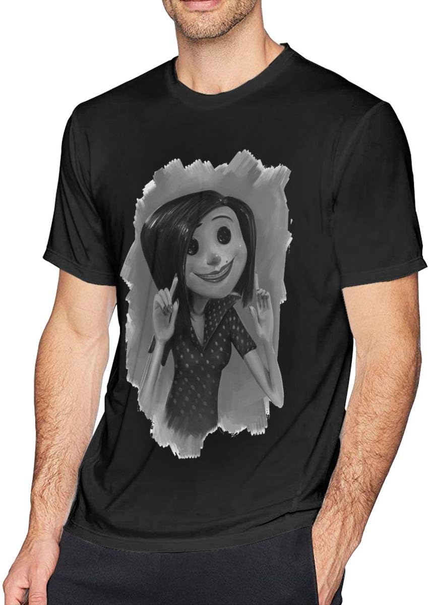 Coraline & The Secret Door Limited Edition Casual Style Men Short Sport Sleeved T-Shirt Black
