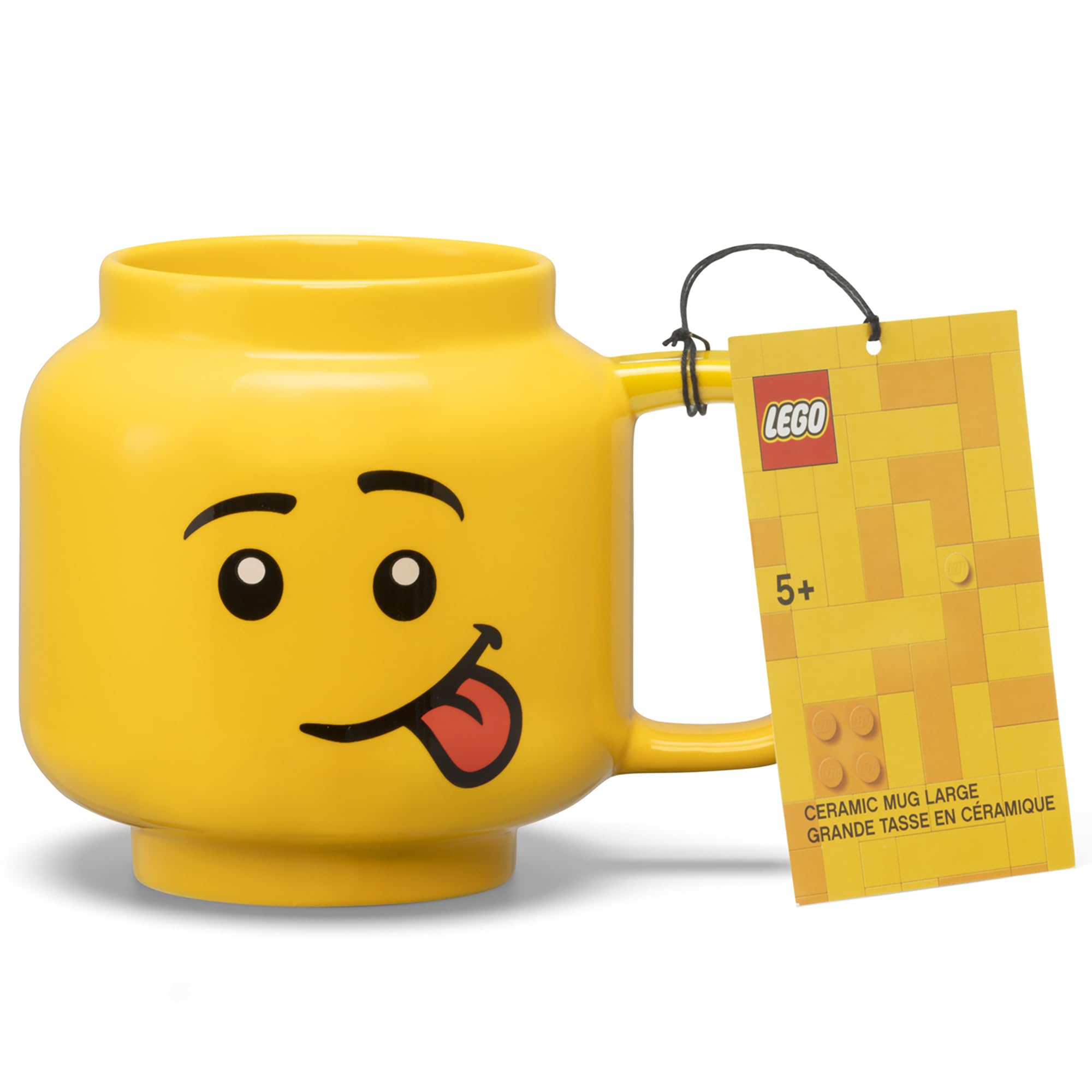 LEGO: Ceramic Mug Large - Silly - 17.9oz (530 mL), Classic Yellow Minifigures Head, Novelty Cup, Dishwasher Safe, Hot & Cold Drinks, Fun Face Graphic