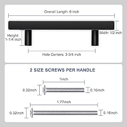 Onateel 30 Pack 6 Inch Matte Black Cabinet Pulls