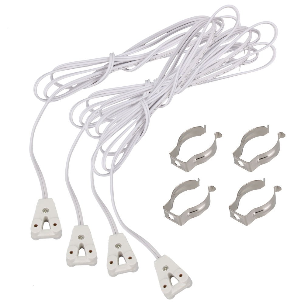 4pcs T8 Lamp Holder Socket 120cm LED Tube Base Bracket Clips Fluorescent AC100-250V 50/60Hz Cable