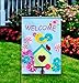 Olive Green Welcome Garden Flag Birds Flowers and Ladybugs| Double-sided, Polyester, Great Design Yard Flag to Brighten Up Your Home