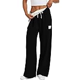 YIPINK Womens Track Pants Athletic Running Pants Sweatpants Straight Leg Cotton Fold-Over Sports Jogging Striped Loose Fit