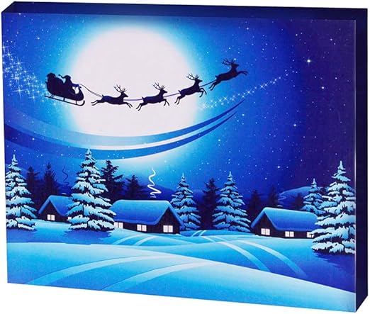 Amazon Com Christmas Santa Elk Canvas Prints Snowy Winter Light