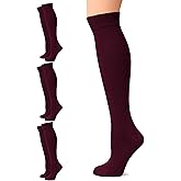 LAETAN Women's Cotton Knee High Socks, Long Tube Dress Socks | Soft, Lightweight & Stretchy | Shoe Size: 5-8/8-11, 3 Pairs