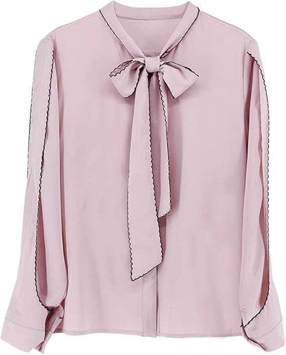Amazon Jktown レディース シャツ ブラウス トップス 春秋 女性用 シフォン Ol風 ファッション 上品 魅力 着痩せ おしゃれ お出掛け デート 通勤 可愛い 肌触り良い ボウタイ 長袖 ピンク Xx642 シャツ ブラウス 通販