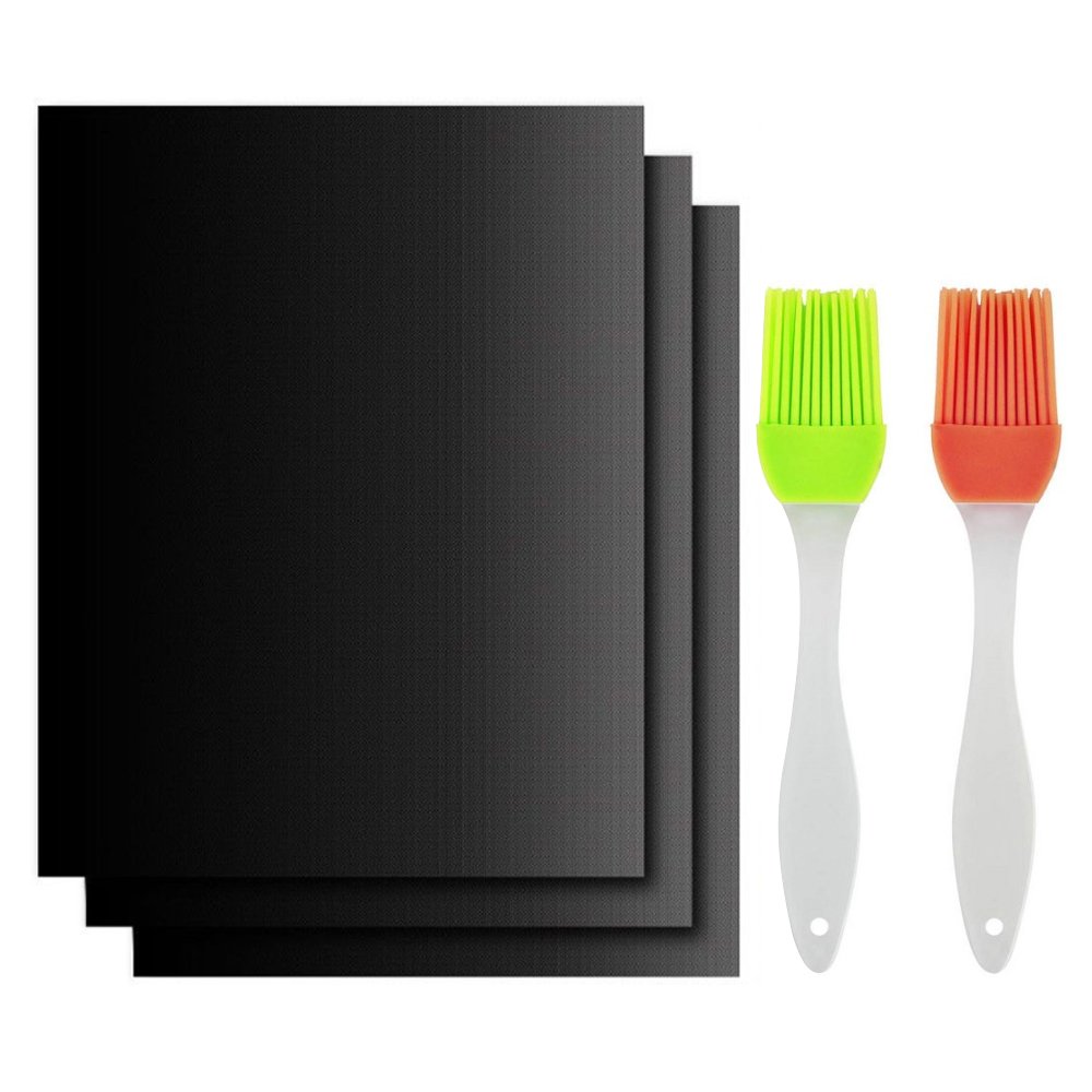 Tappetini da BBQ Griglia Set di 5(3+2) barbecue grill stuoia antiaderente ,Tappetino da forno riutilizzabile ,Adatto per Griglia a Carbone,Forno Elettrico, Forno, Forno a Microonde, Ottimo Tappeto Strumento Cucina per Barbecue Picnic Campeg