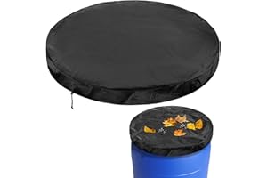 MAQIHAN 55 Gallon Drum Lid Cover - Water Storage Barrel Cover with Drawstring Waterproof Dust-proof for Rain Barrels, Trash Can Drum Covers for Preventing Fallen Leaves, Rain, Snow, Debris, Small Objects