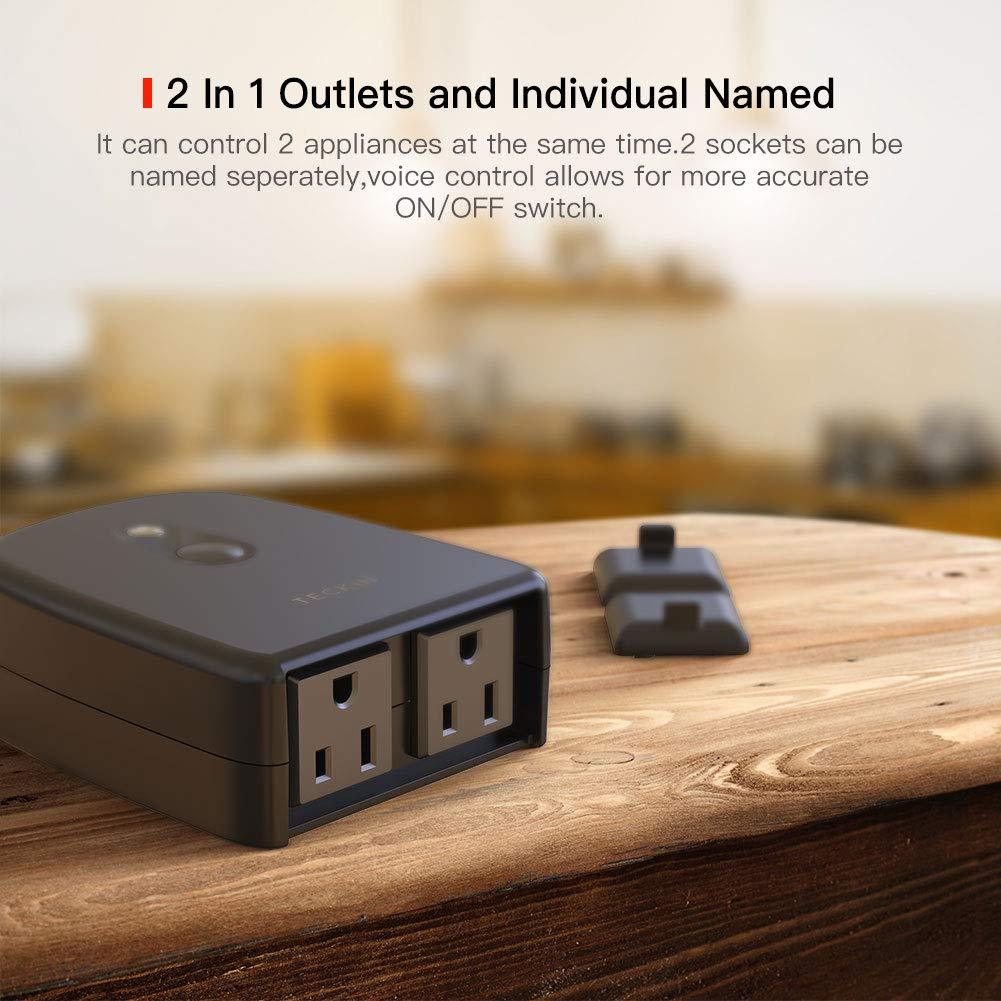 Outdoor Smart Plug, TECKIN Outdoor Wi-Fi Outlet with 2 Sockets, Compatible with Alexa, Google Home, Wireless Remote Control/Timer by Smartphone, IP44 Waterproof, FCC/RoHS Certified: Industrial & Scientific