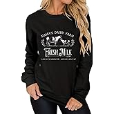TAIUICY Women Nursing Sweatshirts Breastfeeding Zip Nursing Friendly Sweater Mama's Daily Farm Fresh Milk Pullover