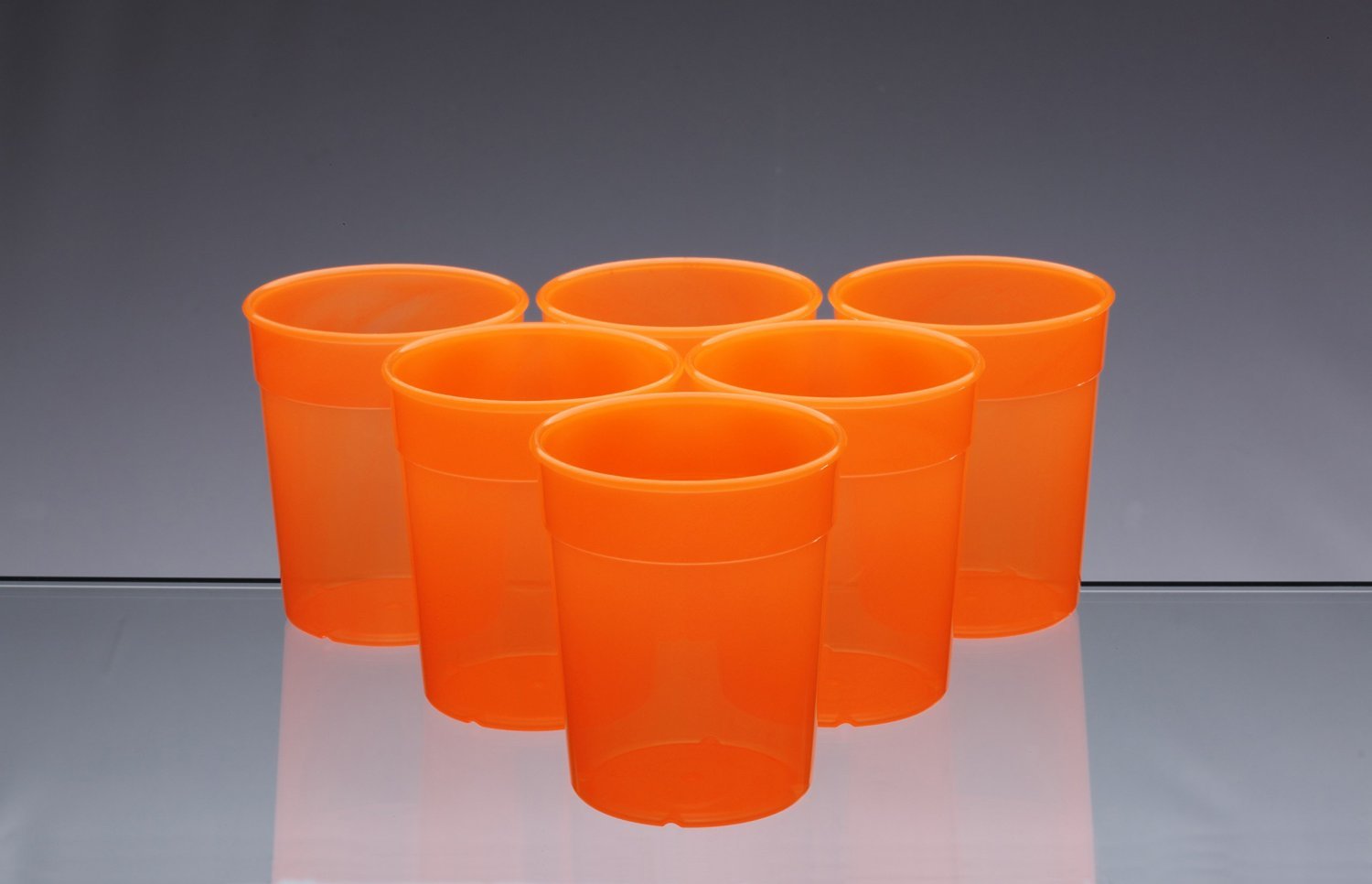 AIOS Dishwasher Safe Stackable Neon Orange Plastic Cups/Beakers/Tumblers 250ml (Set of 6)