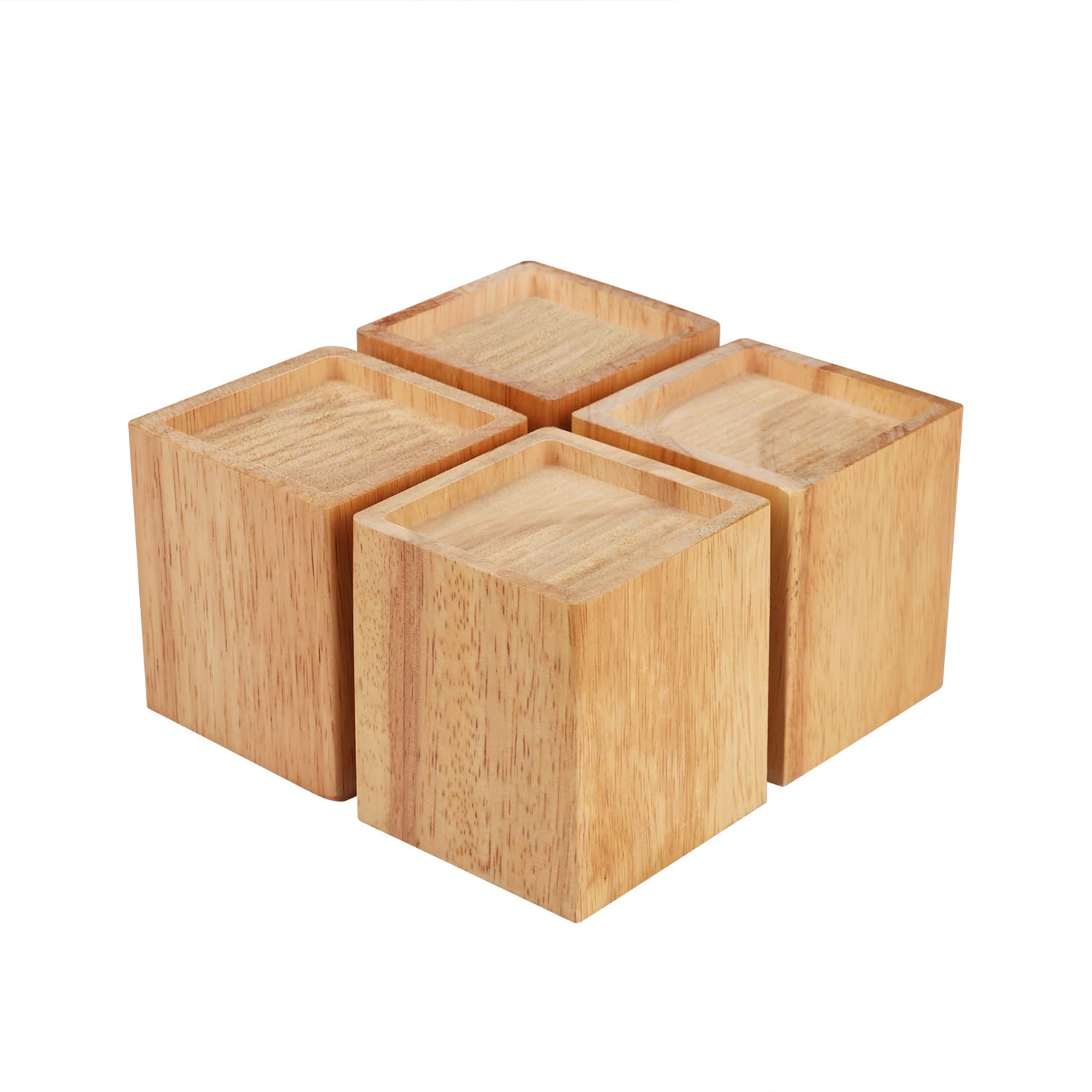 Photo 1 of GNIEMCKIN Set of 4 Wood Bed Risers, 4 Inch High, Natural Wood Furniture Lifters, Heavy Duty Sofa risers for Sofa, Bed, Chair, Table