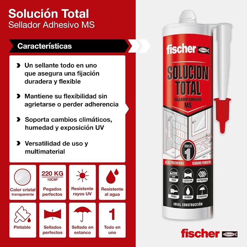 570951 – Komplettlösung aus Glas, MS-Dichtstoff, Klebstoff, Dichtung, Reparatur, drinnen und draußen, wasserfest | MS Polymer | 290 ml