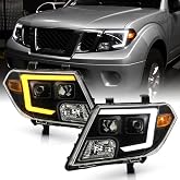 ACANII - For 2009-2021 Nissan Frontier Switchback Turn Signal LED Tube Dual Projector Headlights Headlmaps Left+Right