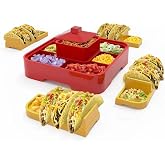 QINOL Taco Holder Stand, Taco Bar Serving Set for a Party 4 Taco Holders Nachos Tortilla Taco Serving Platter Stackable Tuesday Kit, Taco Night