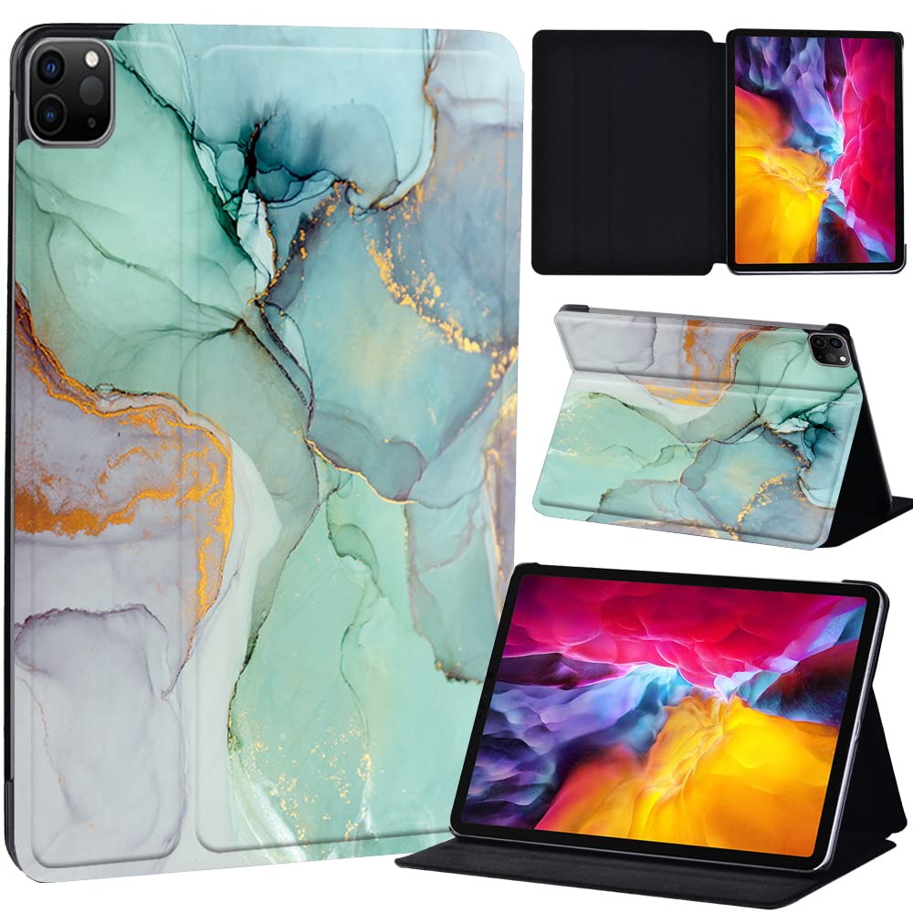 PU Leather + hard shell Ultra slim lightweight Folio Flip Tablet Stand Smart Cover Case Fit iPad Air 4 10.9" (2020) / iPad Pro 11" (2018 2020 2021) (light green)