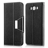 Galaxy J5 2016 Case - Vakoo [Book Style] Premium-PU Leather Wallet Folio Mobile Phone Protector Cover Flip Case for Samsung Galaxy J5 (2016) / J5 Duos / J510 (Black)